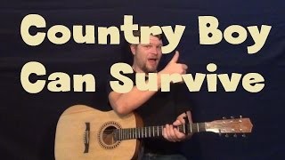 A Country Boy Can Survive (Hank Williams Jr.) Easy Strum Guitar Lesson - Chords How to Play Tutorial