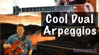 Learn Jazzy Dual Arpeggios jazz guitar lesson Tritone Subs and altered sound.