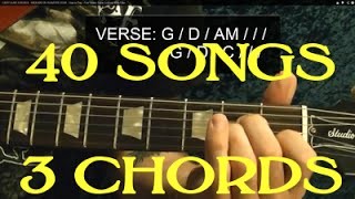 40 EASY EASY Rock Songs, THREE Chords! - Guitar Lesson ( With Printable Tabs! )