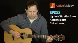 Lightnin' Hopkins Guitar Lesson - Acoustic Blues (with a pick) - EP088