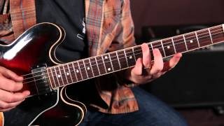 Rock and Blues Guitar Solo Lesson - E Minor Pentatonic scale run root on A string
