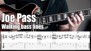 Joe Pass jazz guitar lesson # 1 | Guitar walking bass lines w/chords