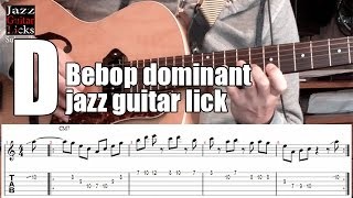 Mixolydian mode, dominant bebop scale and arpeggios | Jazz guitar lick with tab