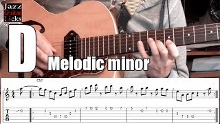 Jazz guitar lick with tab | Melodic minor scale & augmented triads