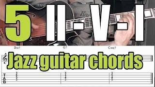 Jazz guitar chord voicings - II-V-I progression - 5 Exercises