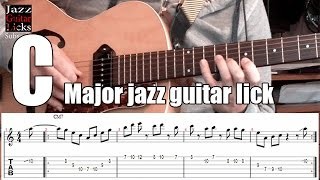 Major jazz guitar lick with tab | ionian mode & minor arpeggio