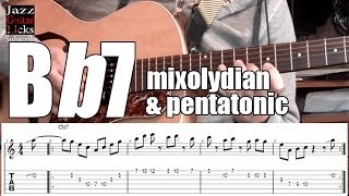 Major jazz guitar lick with tab| Pentatonic & mixolydian mode