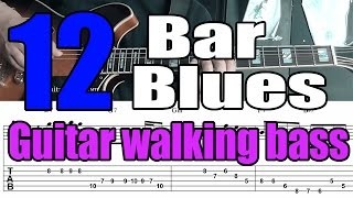 Blues jazz guitar walking bass comping - Mini lesson with tabs