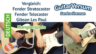 Stratocaster vs Telecaster vs  Les Paul: direkter Klang Vergleich