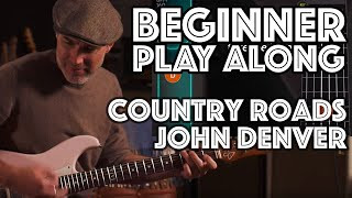 Take Me Home Country Roads Beginner Play Along using Justin's Beginner Song Course App Guitaraoke